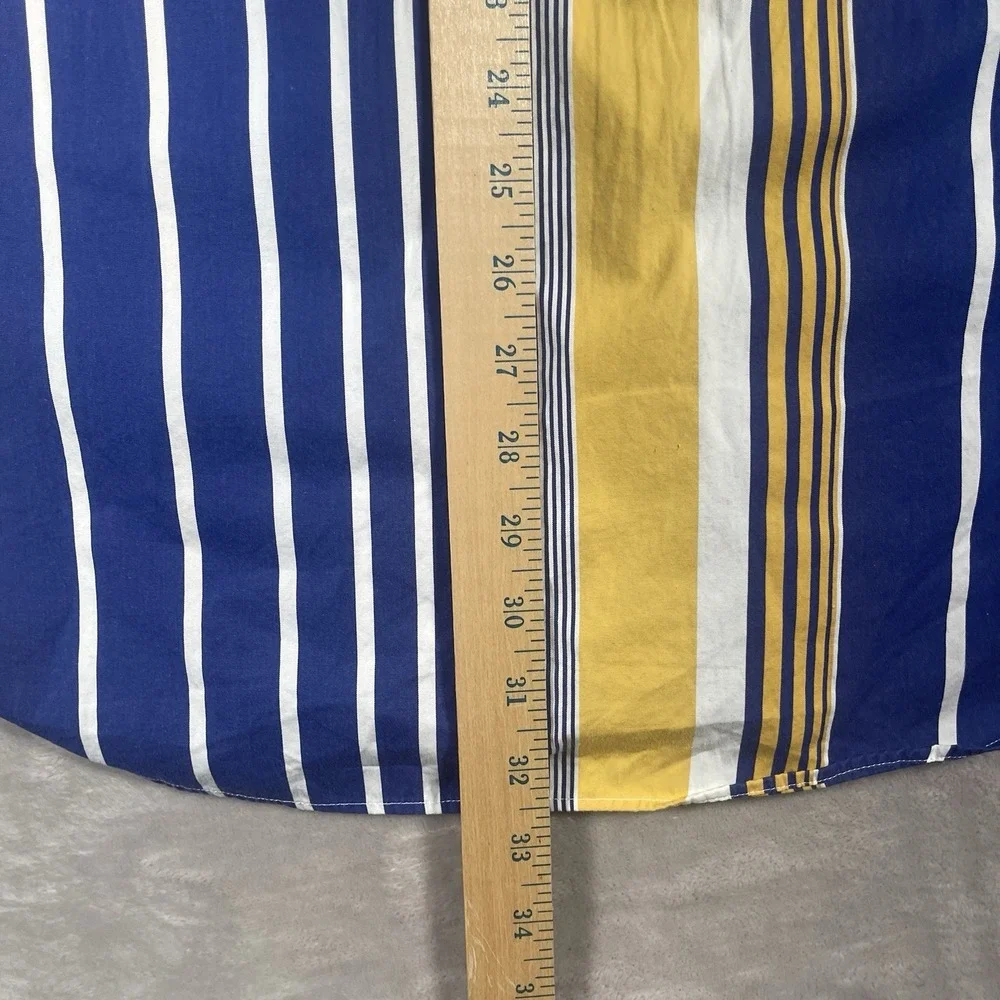 Vintage Ralph Lauren Shirt Mens M Yellow Blue Striped Button Up Retro 90s‎